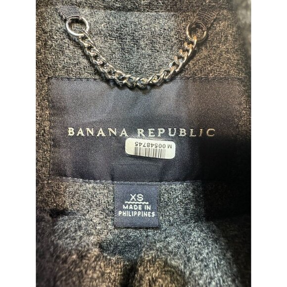 Banana Republic Womens Wool Blend Toggle Coat XS Gray Cross Zipper - Picture 2 of 10